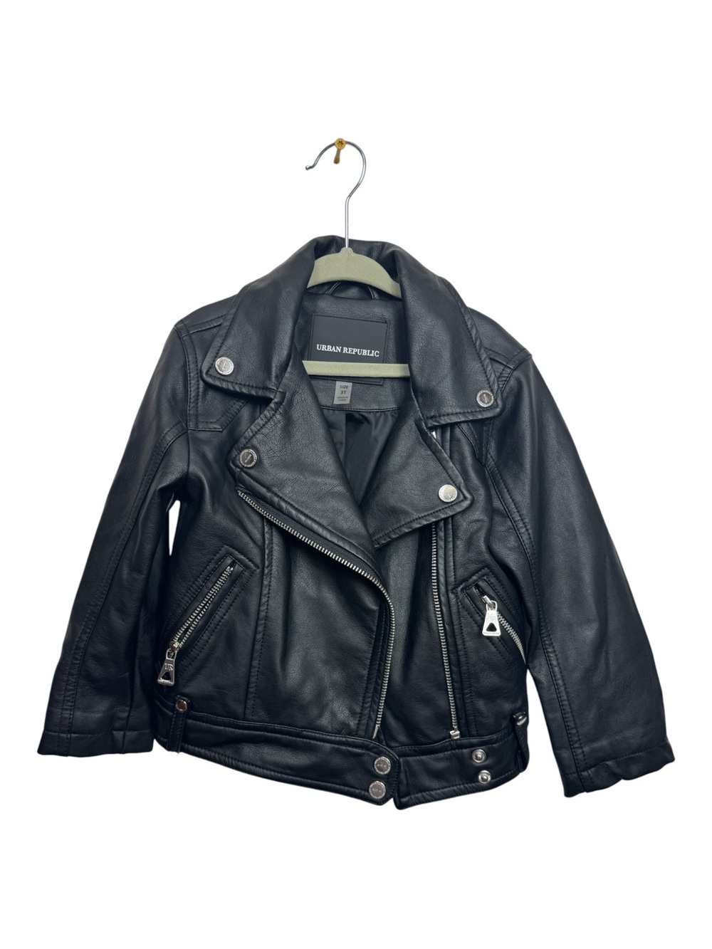 Urban Republic Kids Black Faux Leather Moto Jacket 3T